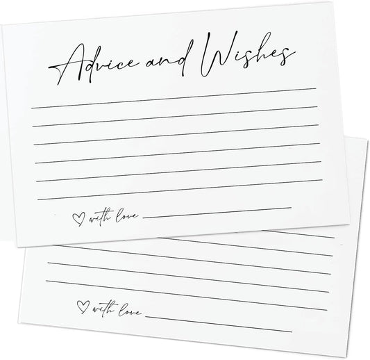 GardenCity Advice and Wishes Cards for Any Event – Well Wishes & Wedding Advice Cards for Bride & Groom, Wedding Reception, Baby Shower, Birthday, Graduation, or Retirement, 50 Pack, Minimalist