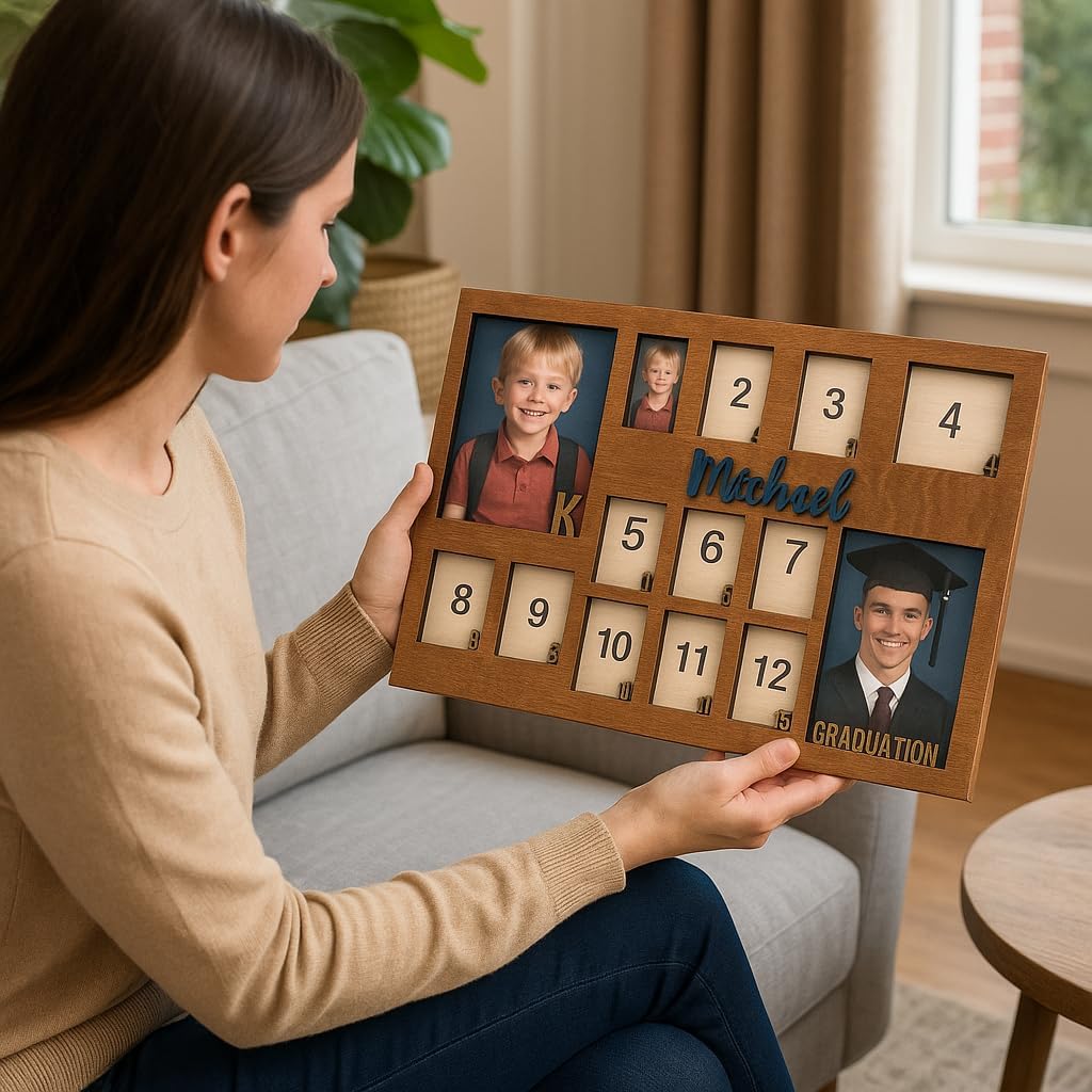 School Years Picture Frame Kids School Frame Graduation Photo holder K-12 Picture holder Kindergarten to Graduation display Photo Collage display Picture Frames pre K-12 Years (K-Graduation))