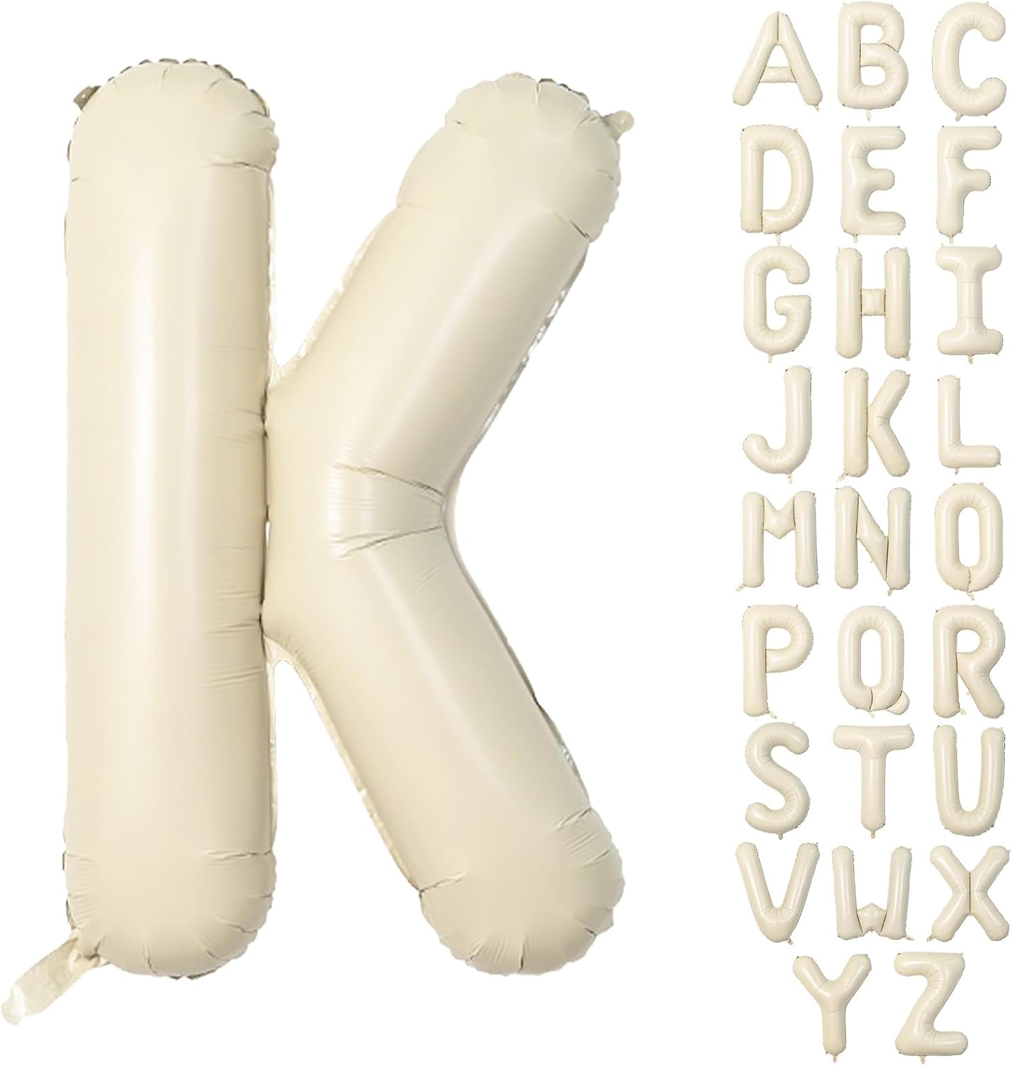 40 Inch Letter Balloons K, Big Custom A-Z Alphabet Foil Name Balloon Cream White, Self Inflating Beige Customize Helium Balloon Letters K for Women Girls Birthday Bride Baby Shower Party Decorations