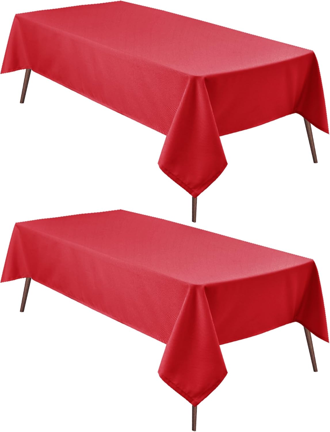 Hiasan 2 Pieces Red Tablecloth Rectangle - Wateproof and Spillproof Kitchen Christmas Washable Polyester Table Cloth for Dining Room, 52 x 70 Inch