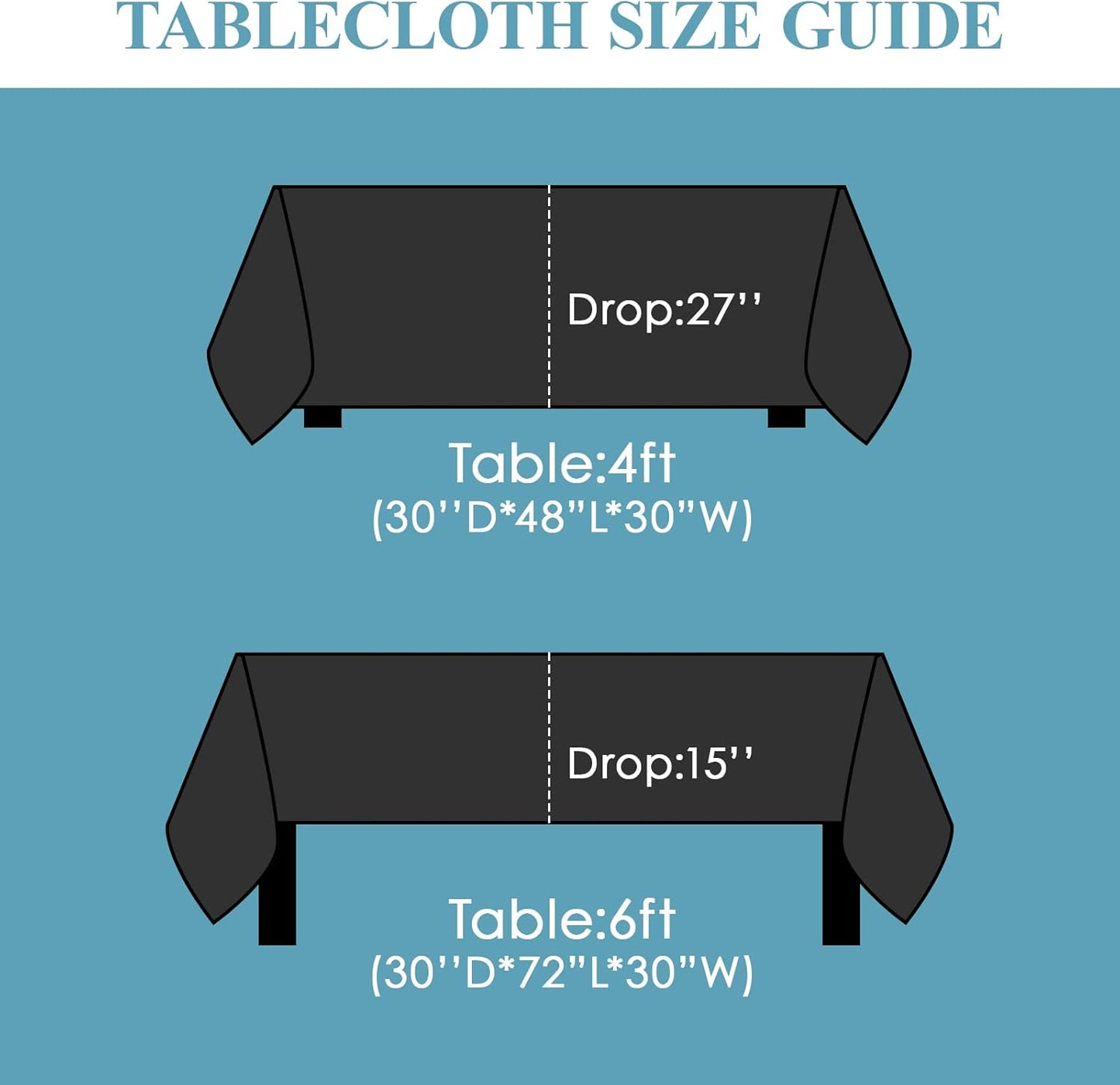 VidaFete 60*84inch Rectangle Tablecloth Polyester Table Cloth，Stain Resistant and Wrinkle Polyester Dining Table Cover for Kitchen Dinning Party Wedding Rectangular Tabletop Buffet Decoration(Black)