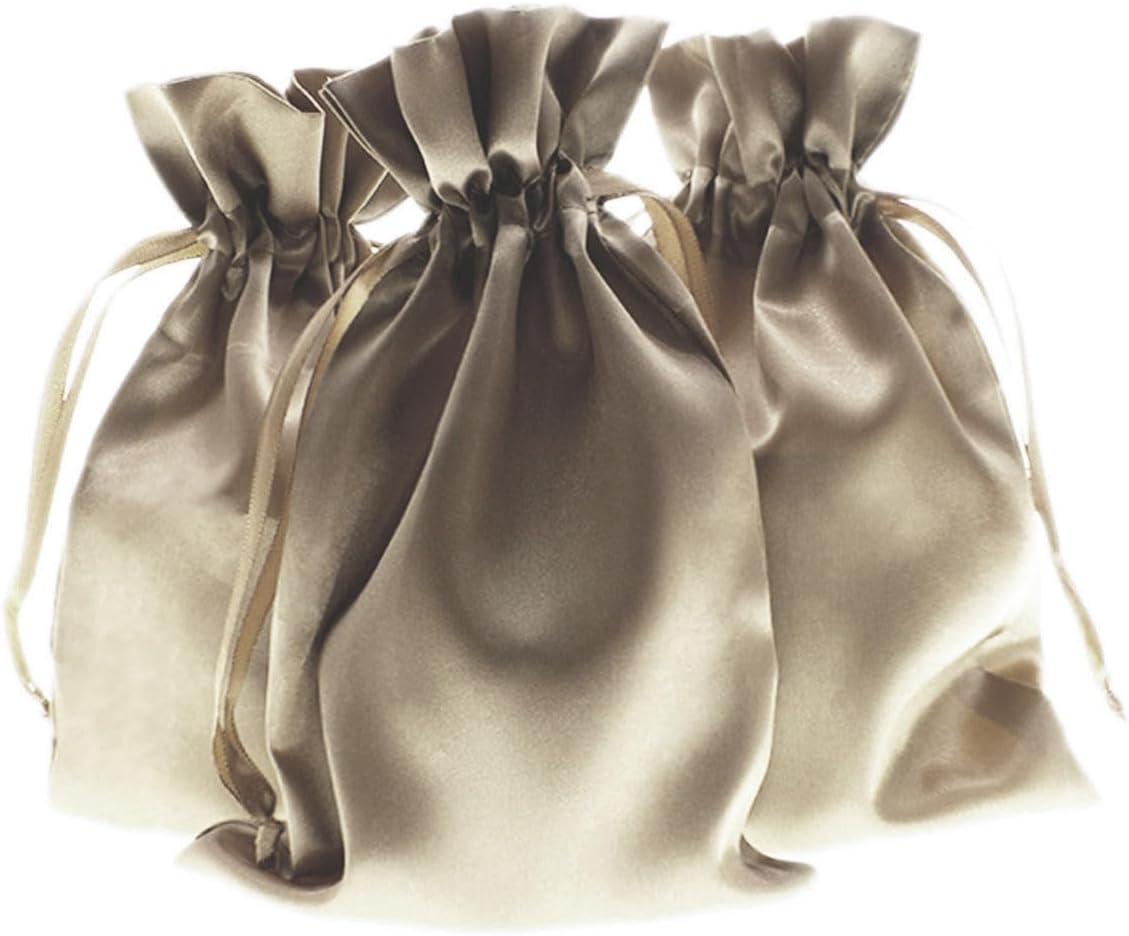 6" x 9" Champagne Satin Gift Bags, Jewelry Bags, Wedding Favor Drawstring Bags Baby Shower Christmas Gift Bags 50 per Pack