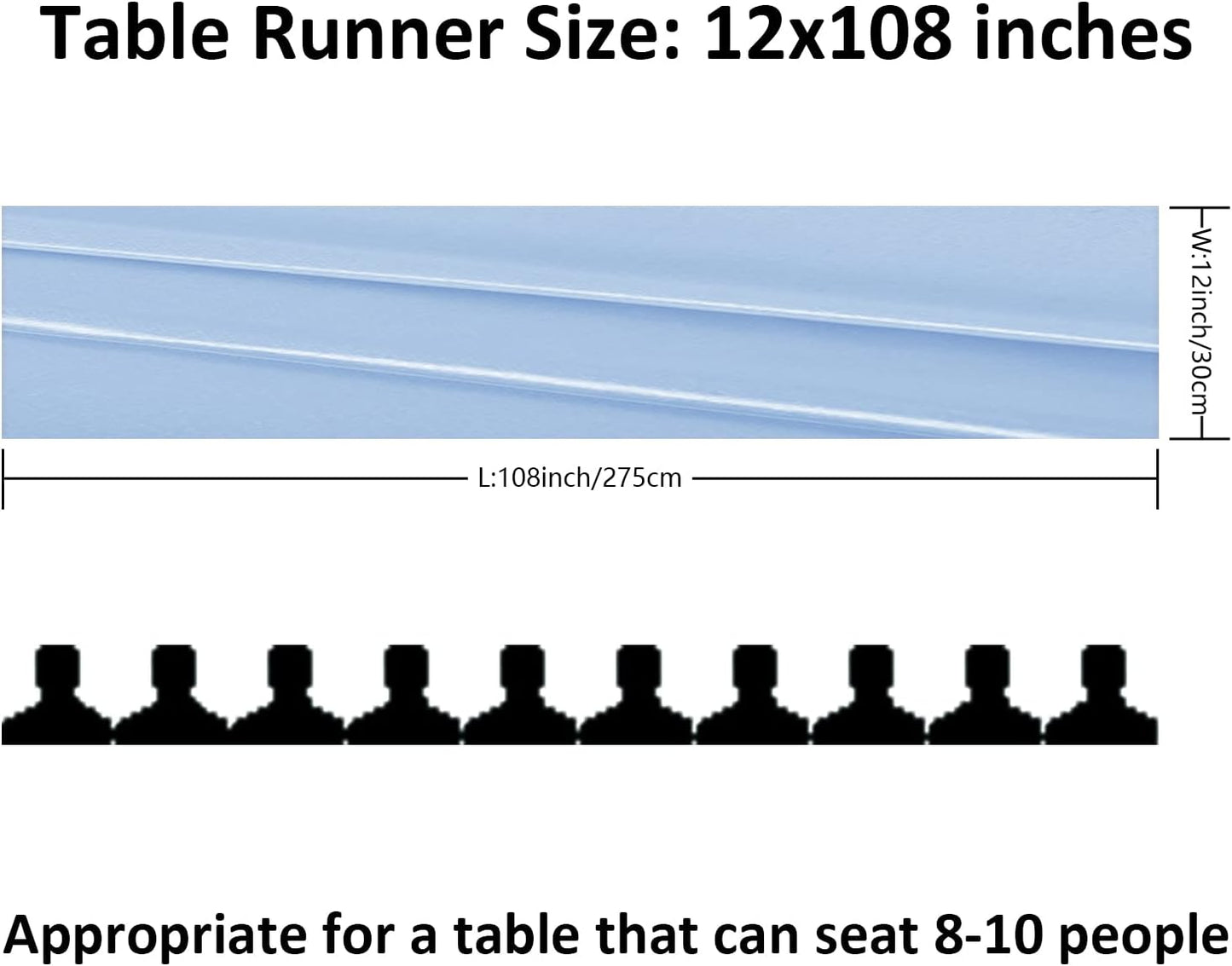 12Pack Table Runner 12 x 108 Inches Satin Silk Table Runner for Wedding, Birthday Party, Banquets, Graduations Decoration, fit Rectange and Round Table-Blue Mist