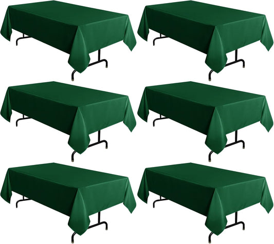 sancua 6 Pack Hunter Green Tablecloth 60 x 102 Inch, Rectangle 6 Feet Table Cloth - Stain and Wrinkle Resistant Washable Polyester Table Cover for Dining Tables, Buffet Parties and Camping