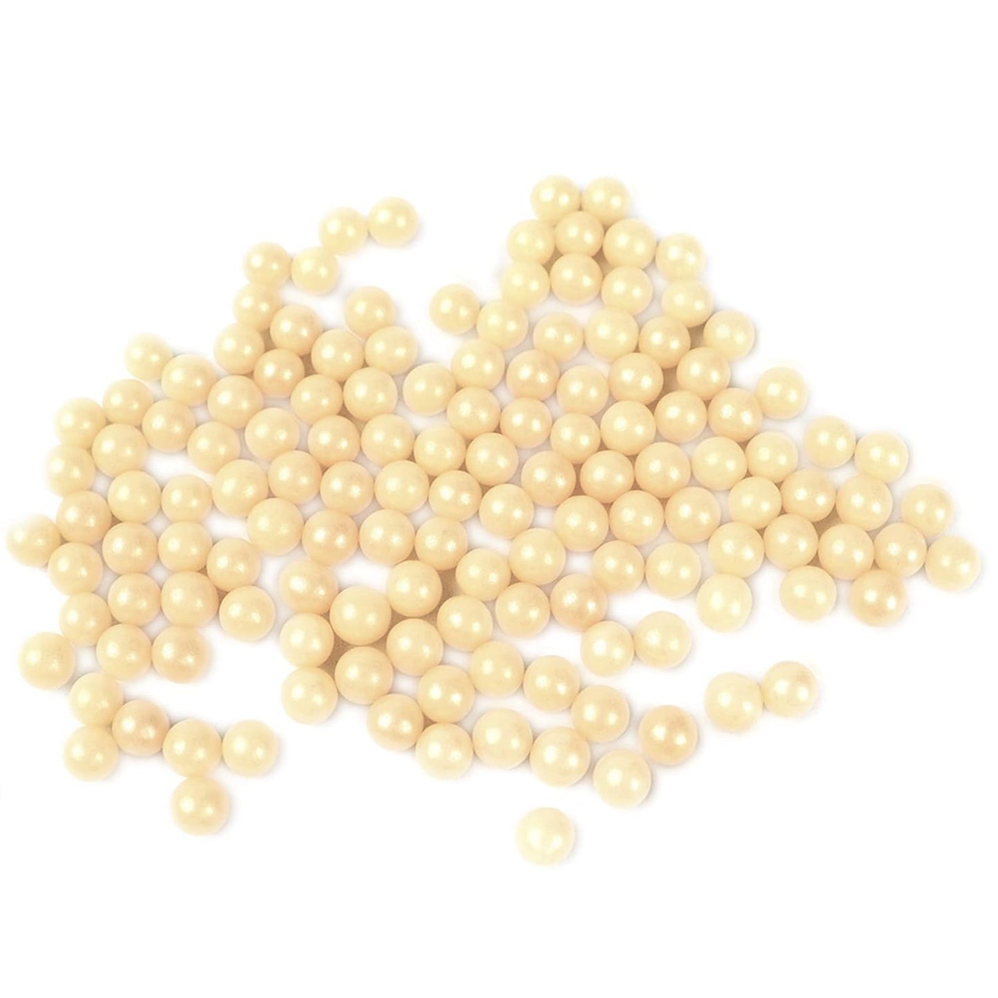 O'Creme Ivory Edible Sugar Pearls Cake Decorating Supplies for Bakers: Cookie, Cupcake & Icing Toppings, Beads Sprinkles For Baking, Certified, Candy Sugar Ball Accents (5mm, 16 oz)