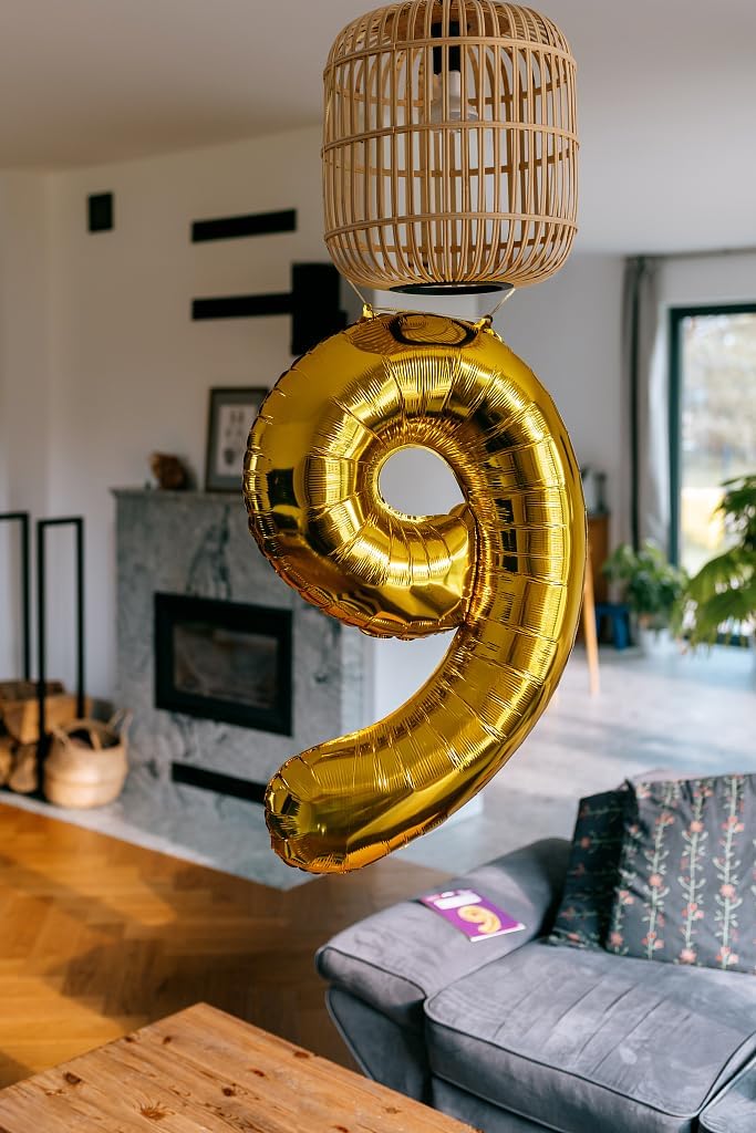 Gold Mylar Number 90 Balloon 40 inch, Number 90 Birthday Balloon, Gold Foil 90 Balloon for 90 Birthday Party, Anniversary Celebration Number Balloons Decorations