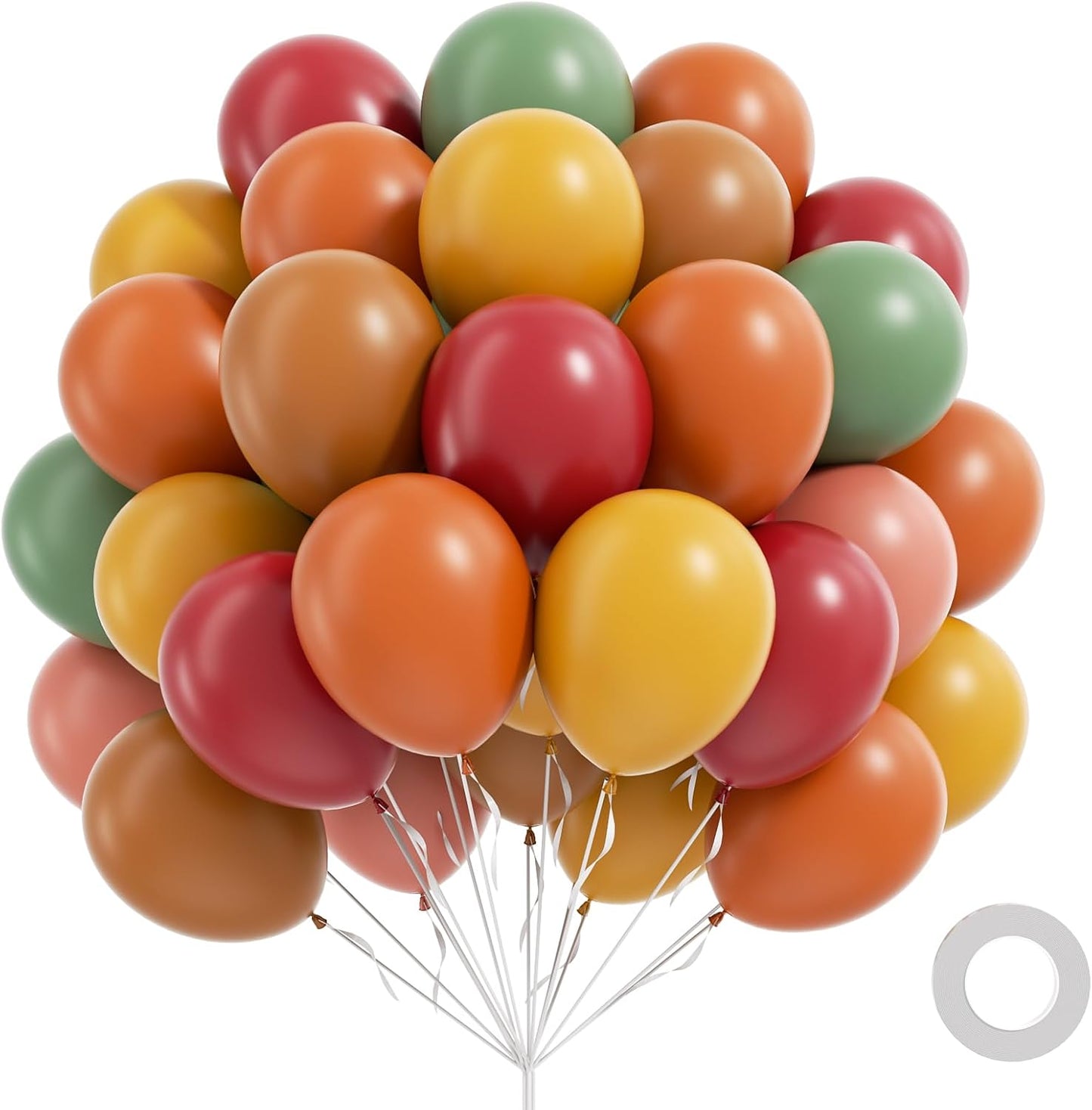 60pcs Fall Balloons, Thanksgiving Balloons 12inch with Burgundy Brown Sage Green Burnt Orange Mustard Yellow Dusty Pink Balloon for Fall Birthday Party Decorations