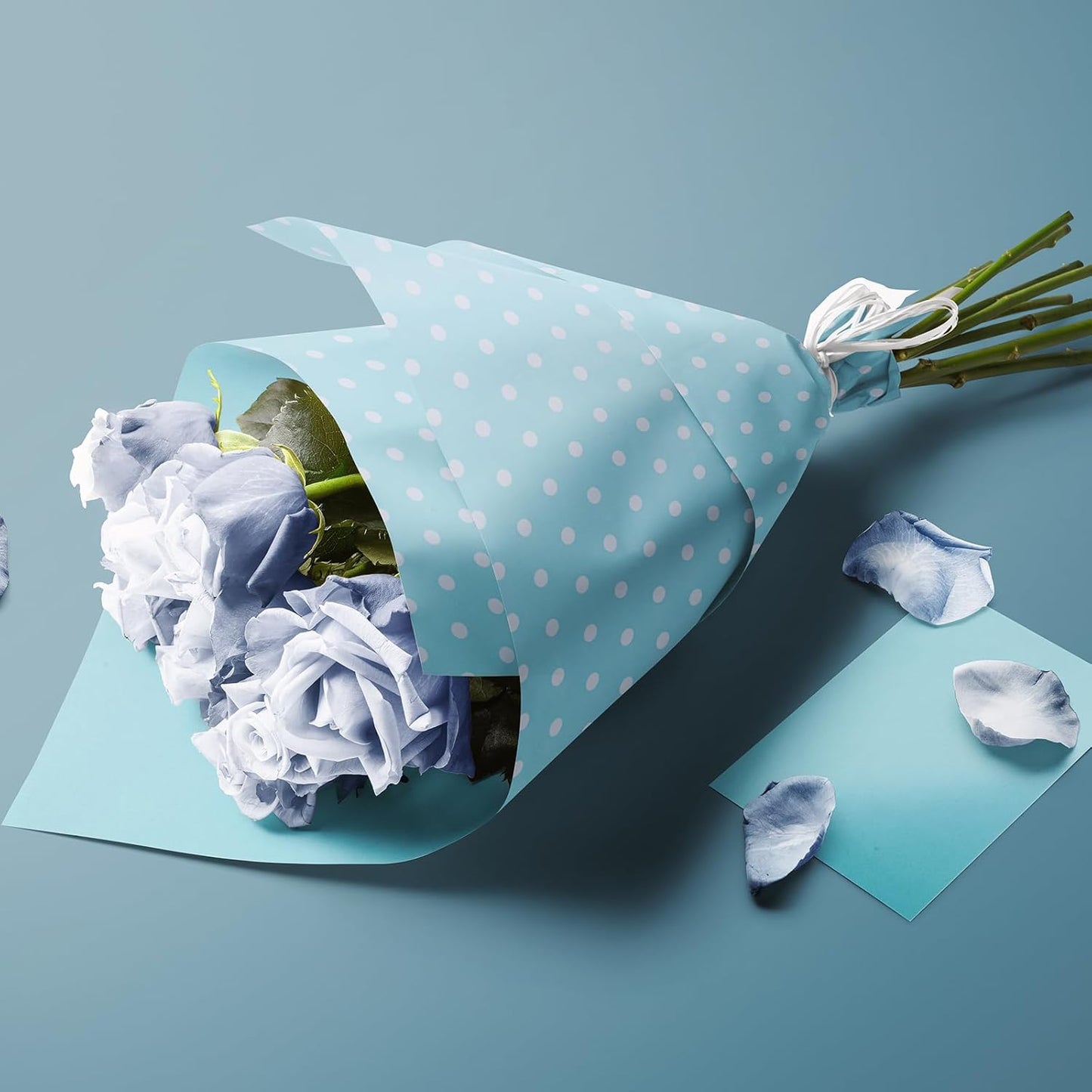 Flyhill Blue Wrapping Paper,Reversible Gift Wrap Paper with Polka Dot Design for Christmas,Birthday, Wedding,Baby Shower,All Holidays(17 Inch X 32.8 Feet)