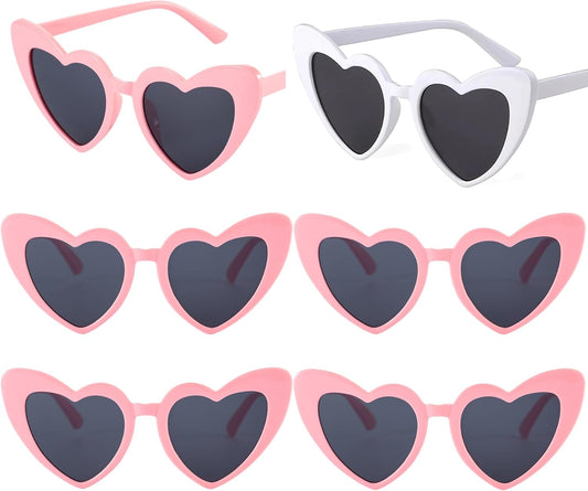 Bachelorette Party Favor Sunglasses 6 Pack,Retro Cat Eye Heart Sunglasses for Women,Bridesmaid Proposal Gifts