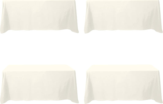 BRILLMAX 4 Pack Ivory Tablecloths for 6 Foot Rectangle Tables 90 x 132 Inch - 6ft Rectangular Bulk Linen Polyester Fabric Washable Cloth Cover for Wedding Reception Banquet Birthday Party
