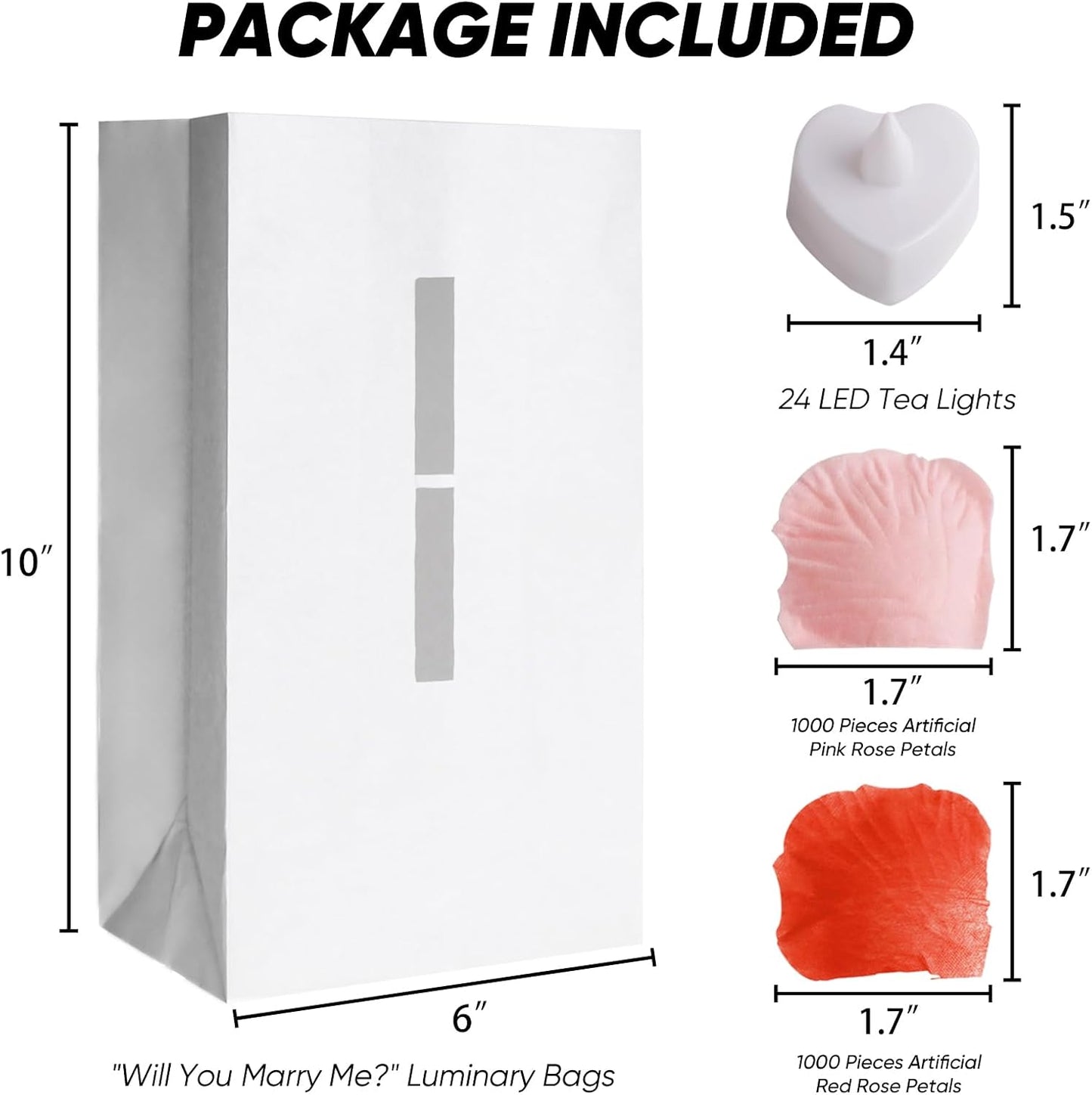 Homemory Will You Marry Me Light Up Letters Proposal Decorations with Flameless Candles and Fake Rose Petals, Valentine's Day Luminary Bags Decorations for Wedding Engagement