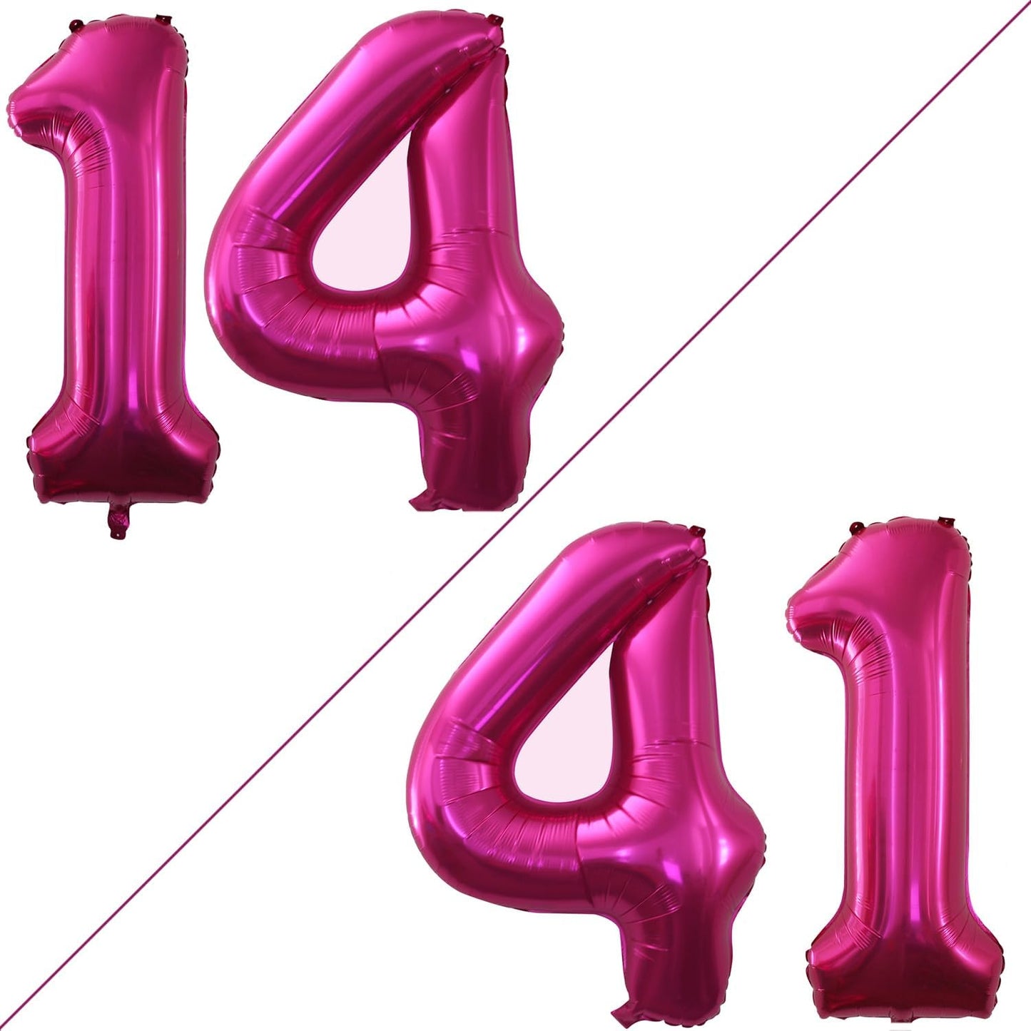 GOER Number 14 Balloons for 14th Birthday Sweet 14 Party Decorations,42 Inch Jumbo Foil Helium 41 Balloons for 41st Birthday Party Decoration (Bright Peach)