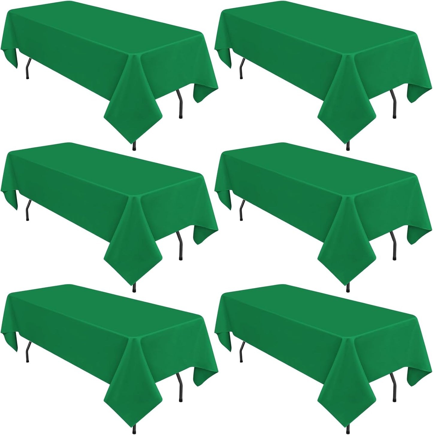6 Pack Green Tablecloths for 6ft Rectangle Tables 60 x 102 Inch - Polyester Table Cover Stain and Wrinkle Resistant Washable Fabric Table Clothes for Wedding Party Banquet Reception Restaurant