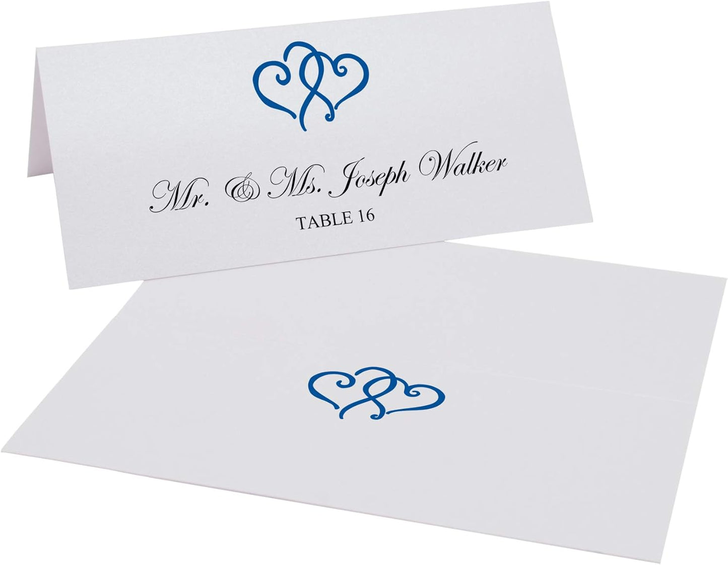 Linked Hearts Place Cards, Royal Blue (Choose Color), Set of 150, Pre-cut and Scored - Wedding, Party, Dinner, and Special Events - Made in the USA