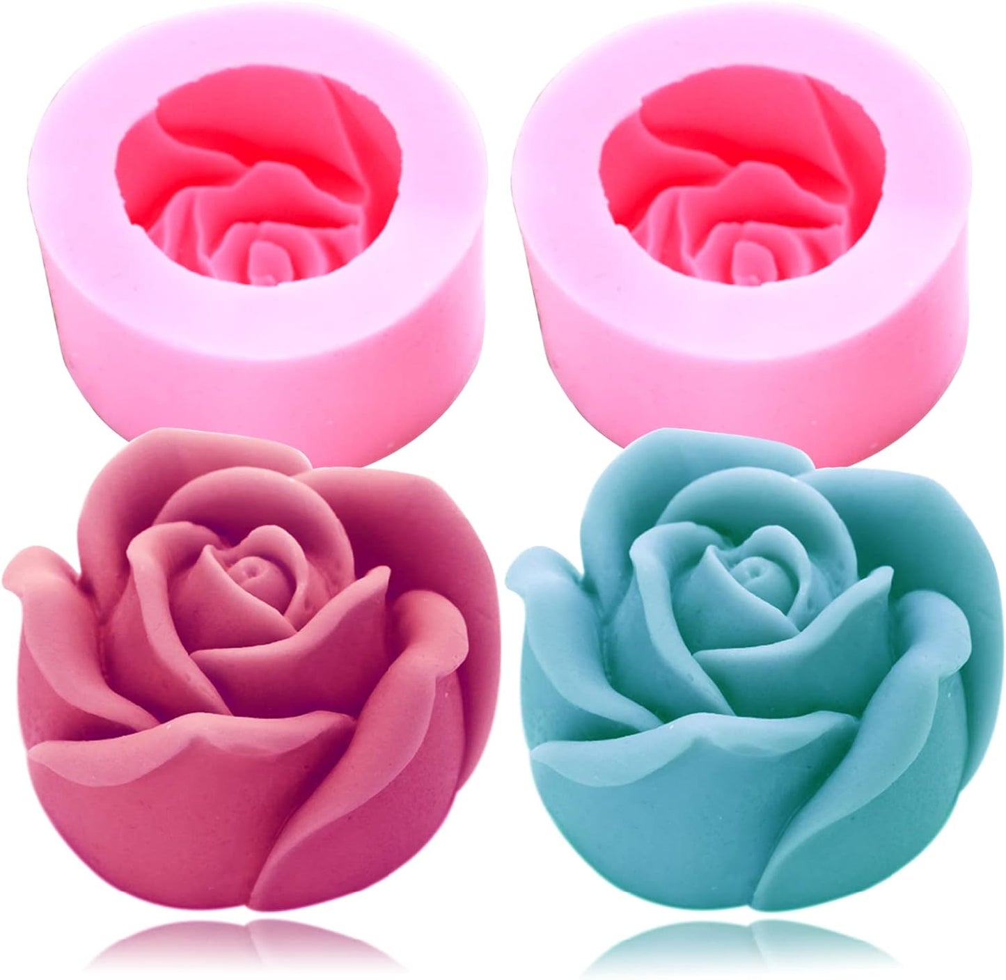 3D Rose Silicone Molds, 2PCS Big Rose Resin Candle Mold, Bloom Flower Silicone Fondant Mold for Handmade Chocolate Candy Cake Dessert Soap Wax Candle Polymer Clay Art Craft