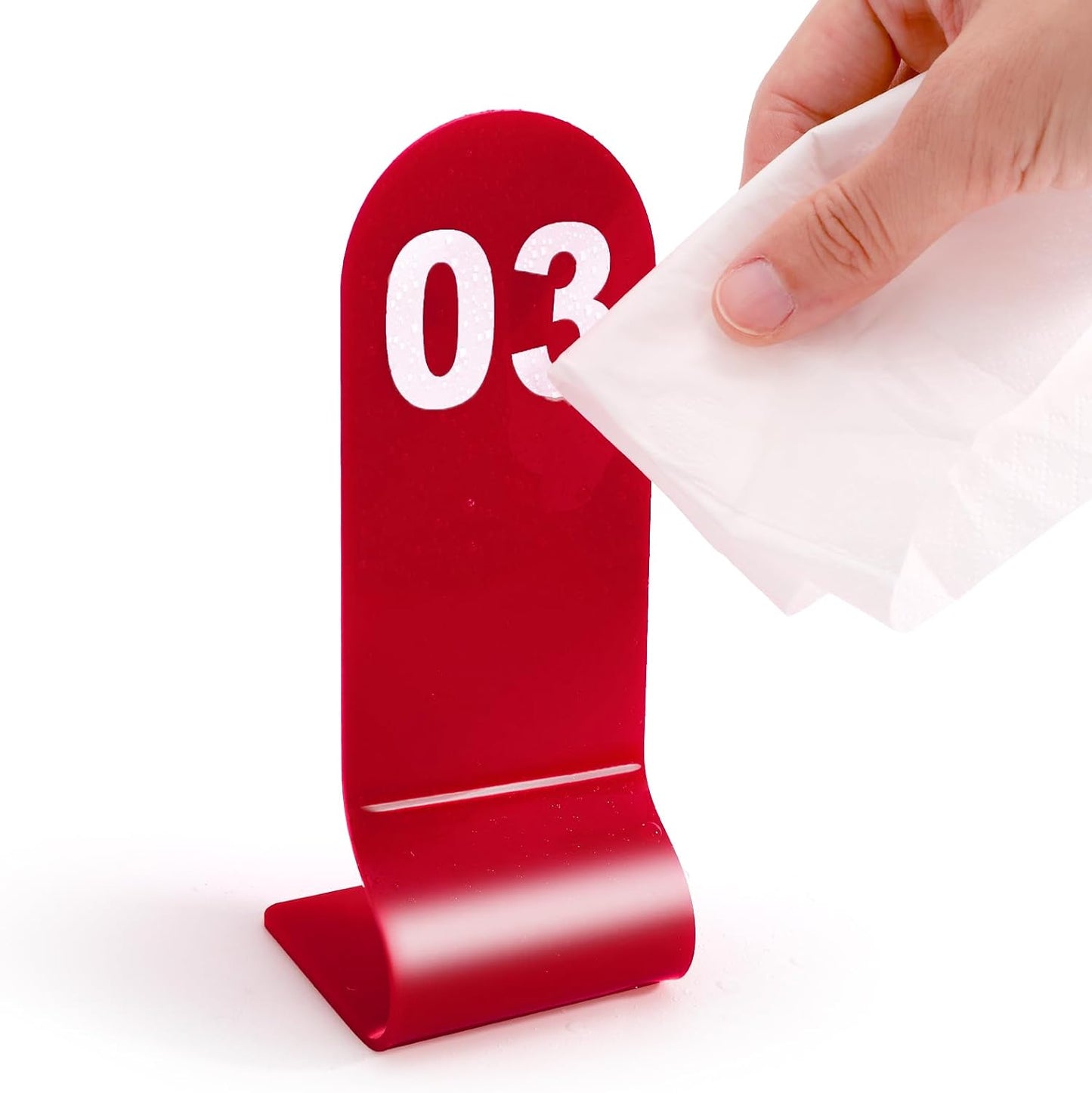 Okllen 1-30 Table Numbers Red, Restaurant Acrylic Order Numbers, Double Sided Table Number Card Signs for Wedding Party Seating Cafes Banquet