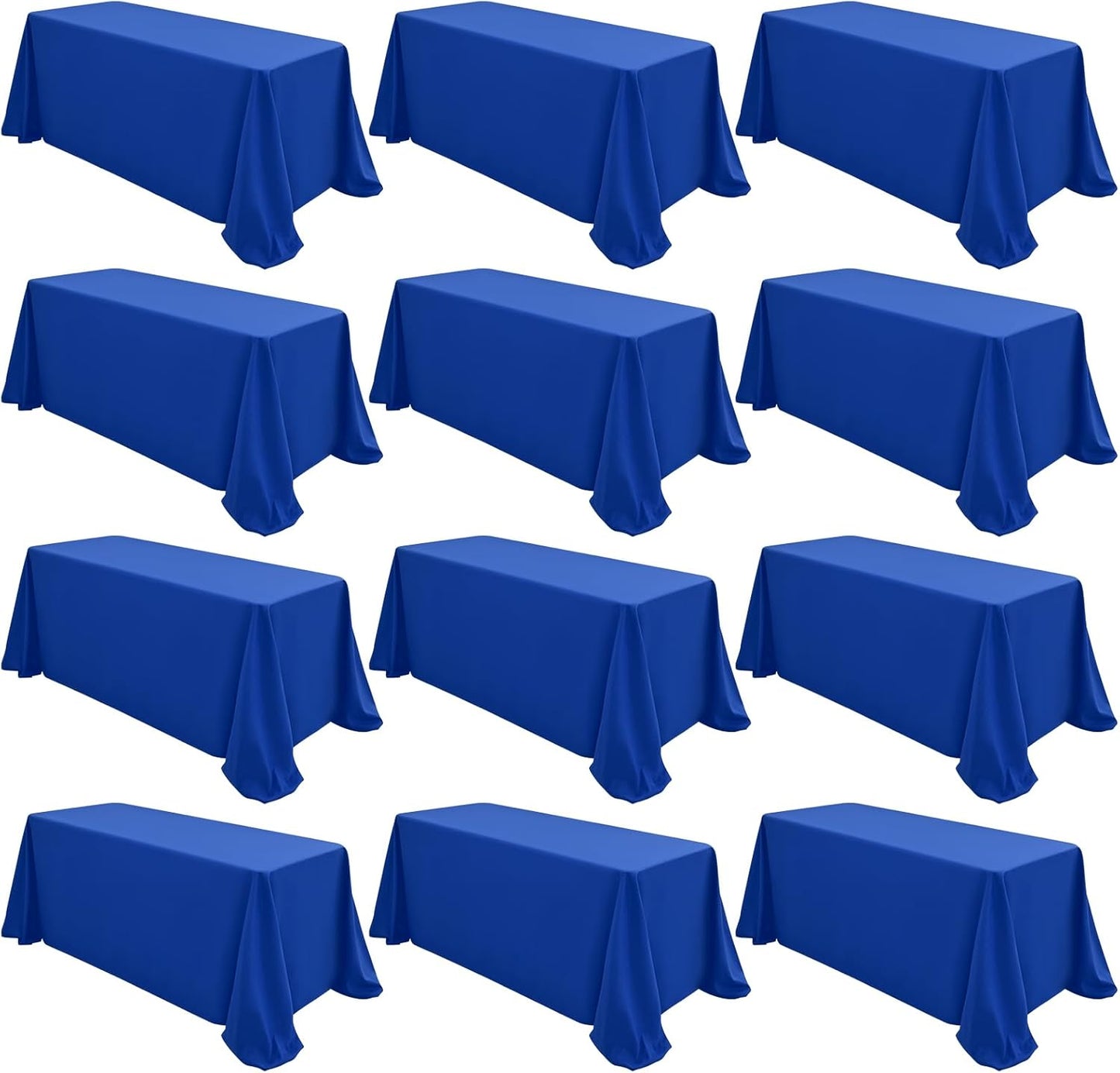 12 Packs 90 x 132 Inch Tablecloth, Royal Blue Polyester Table Cloth for 6ft Rectangle Tables,Washable Fabric TableCover for Wedding Banquets Parties Buffet Dining Table