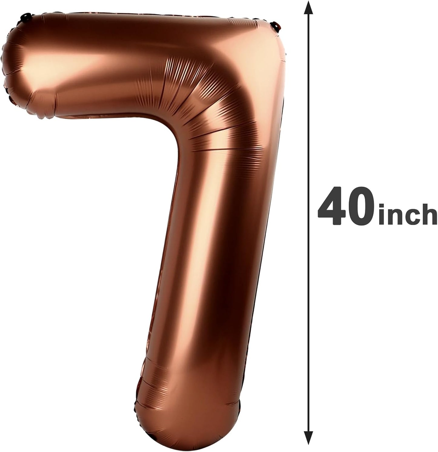 Dark Brown Number 7 Birthday Balloon 40 Inch, Digital Balloons for 7 17 27 70 77 Party Celebration Decorations Supplies, Coffee Brown Mylar Foil Numbers Balloon for Seven Wedding Anniversary