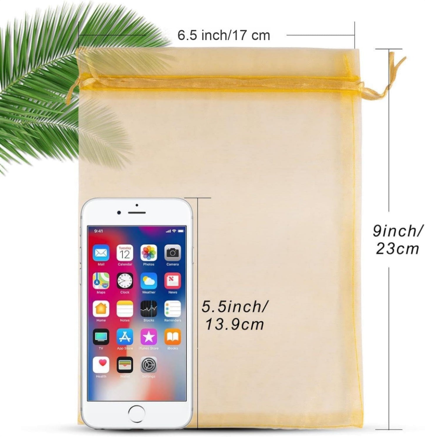 ANZNKU 100 Pack Large Organza Bags 6x9 Inch Mesh Gift Bags Drawstring Candy Bag Packaing Bag(Gold)