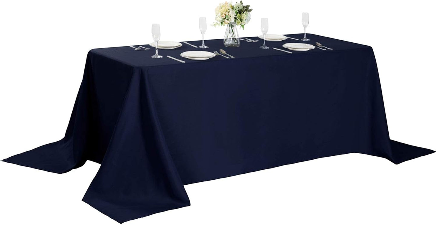 Rectangle Tablecloth 90x156 inch Washable Polyester Fabric Table Cloth for Wedding Party Dining Banquet Decoration（90x156, Navy）