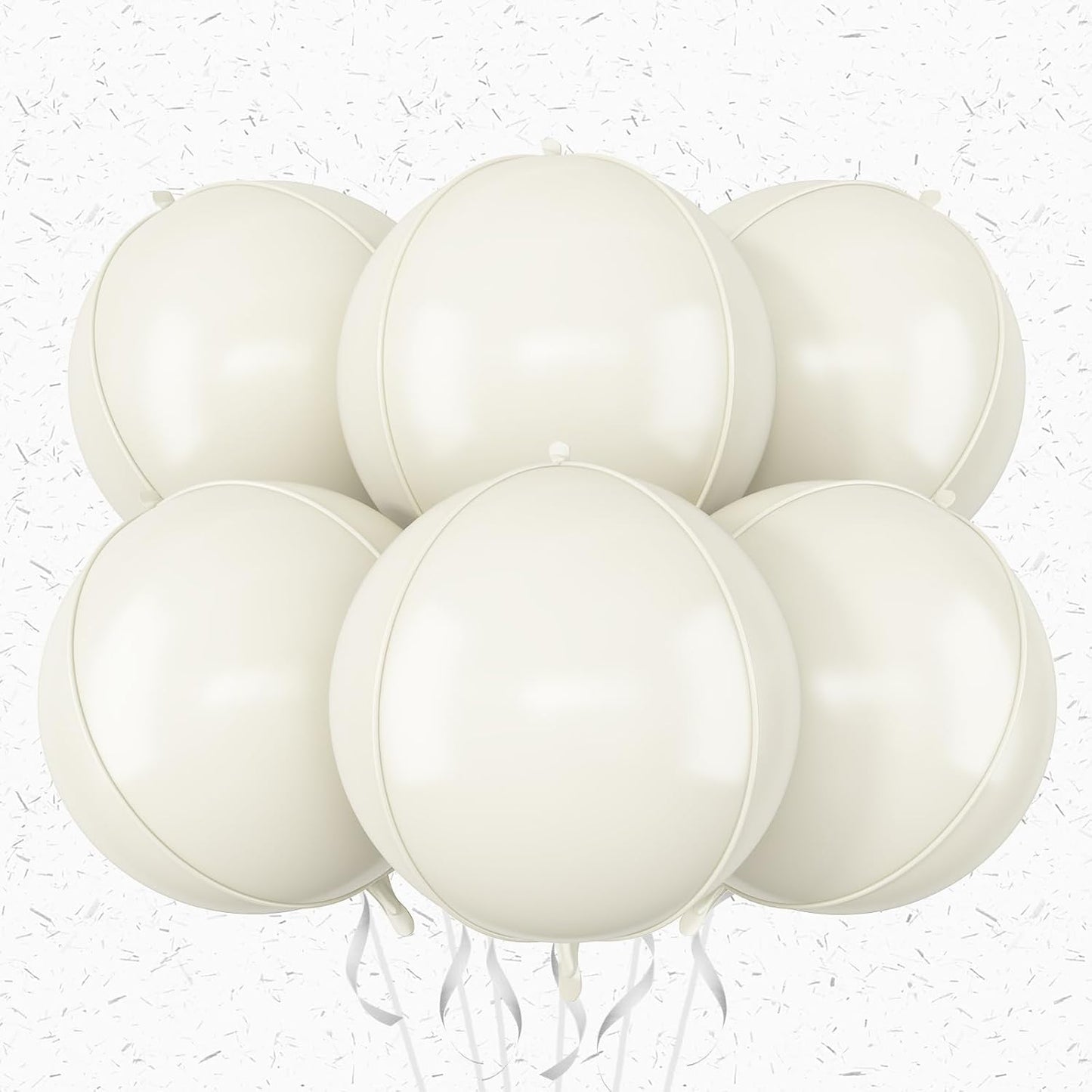 6Pcs Cream White Round Foil Balloons,Giant 4D Round Ball Balloon,22 Inch Balloons for Birthday Baby Shower Engagement Party Decorations
