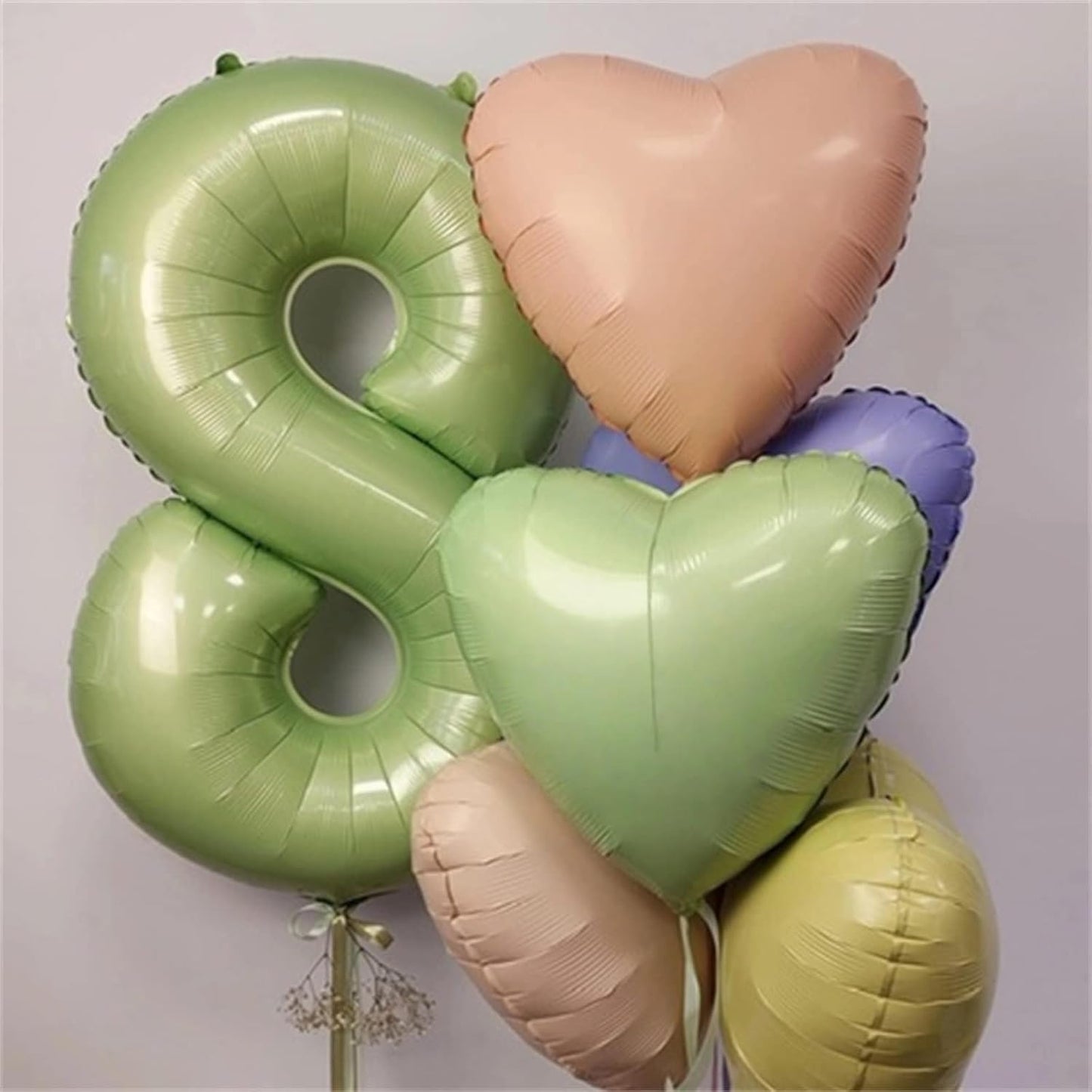 Sage Green Balloon Number 8, 40 Inch Large Self Inflating Foil Number Balloons 0-9, Olive Green Digital 8 Helium Balloon for 8th Girls Boys Women Jungle Safari Birthday Party Anniversary Decorations