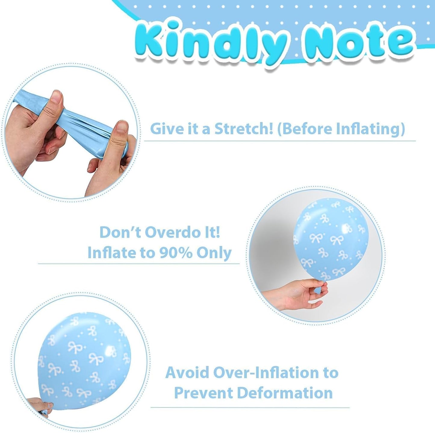 Blue Bow Balloons,12 Inch Pastel Light Blue Clear White Latex Balloon for Girls Women Birthday Bachelorette Bridal Wedding Anniversary Bow Theme Party Supplies