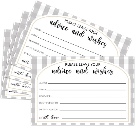25 Advice and Wishes Cards, Grey Checkered Fill-In Advice Cards for Bridal Shower Wedding Birthday Party Baby Shower Graduation Party, Well Wishes Card for Mr & Mrs Adults, Party Supplies -07