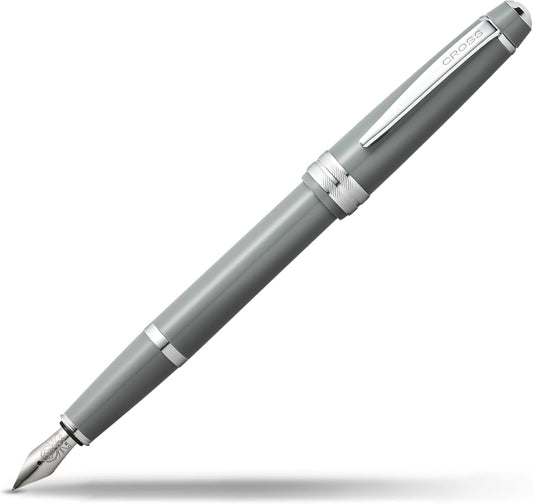 Cross Bailey Light Refillable Fountain Presented in a Everyday Gift Box - Medium Point, Black Ink, Polished Gray