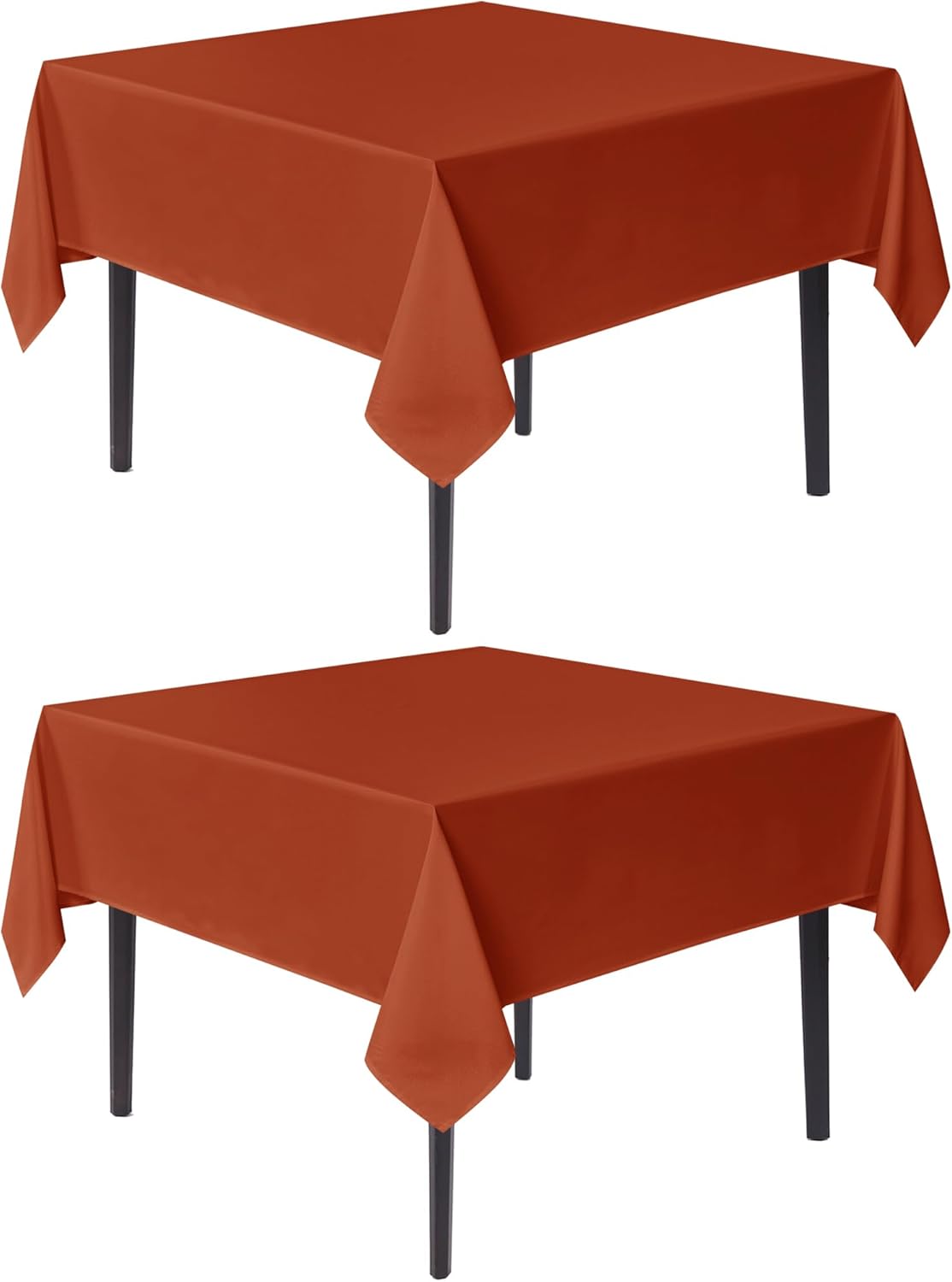sancua Thanksgiving Square Tablecloths 70x70 Inch Rust, 2 Pack Fabric Fall Table Cloth for Square or Round Tables, Burnt Orange Washable Polyester Table Cover for Dinner, Holiday Party, Display Tables