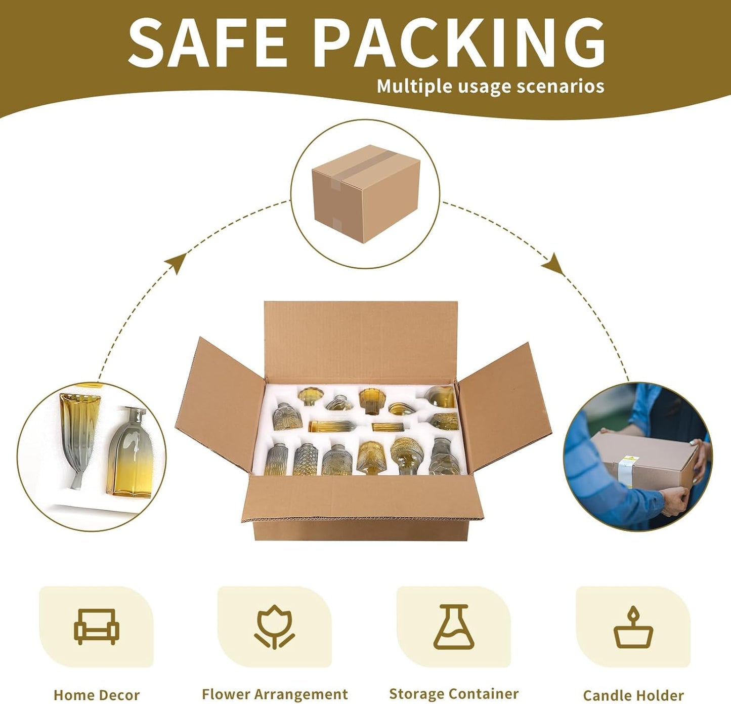 Glass Bud Vases in Bulk Set of 30 Pcs,Small Glass Vases for Flowers as Wedding Centerpieces for Tables,Clear Flower Vases Suitble for Wedding Decorations,Home Decor (Blue Yellow, 30 pcs)