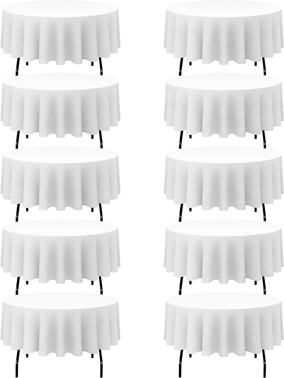 BRILLMAX 10 Pack White Round Tablecloths 90 Inch - Circle Bulk Linen Polyester Fabric Washable Table Cloth Cover for Wedding Reception Banquet Birthday Party Buffet Restaurant