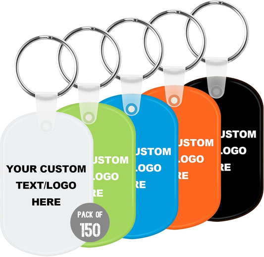 Custom Oval Soft Keychains 150 Pack, Personalized Logo, Text Bulk - Perfect for Tradeshows, Party Favors, Campaign Gifts - Customizable Key Tags