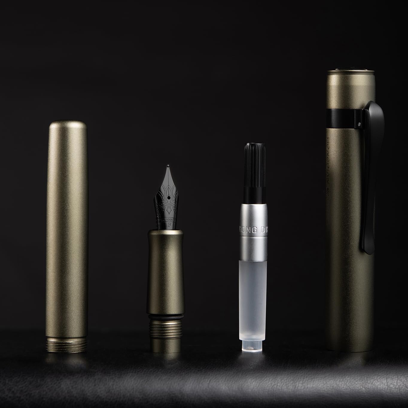 Hongdian M2 Black Forest Mini Fountain Pen, Extra Fine Soft Nib & Sleek Shape Aluminium Short Pocket Travel Pen (Caramel Brown)