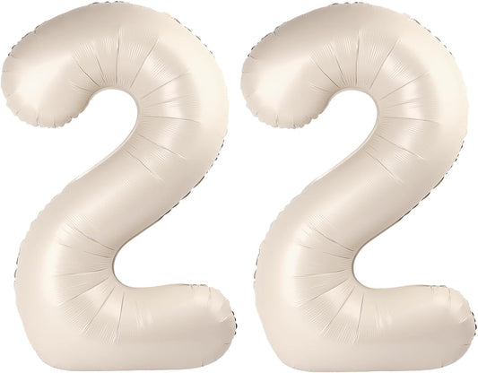 40 Inch Big Cream White Number 22 Balloon Birthday Decoration, Numbers 22 Helium Balloons 22 Celebration, Boy Girl Baby Anniversary Party Graduations Supplies Decorations