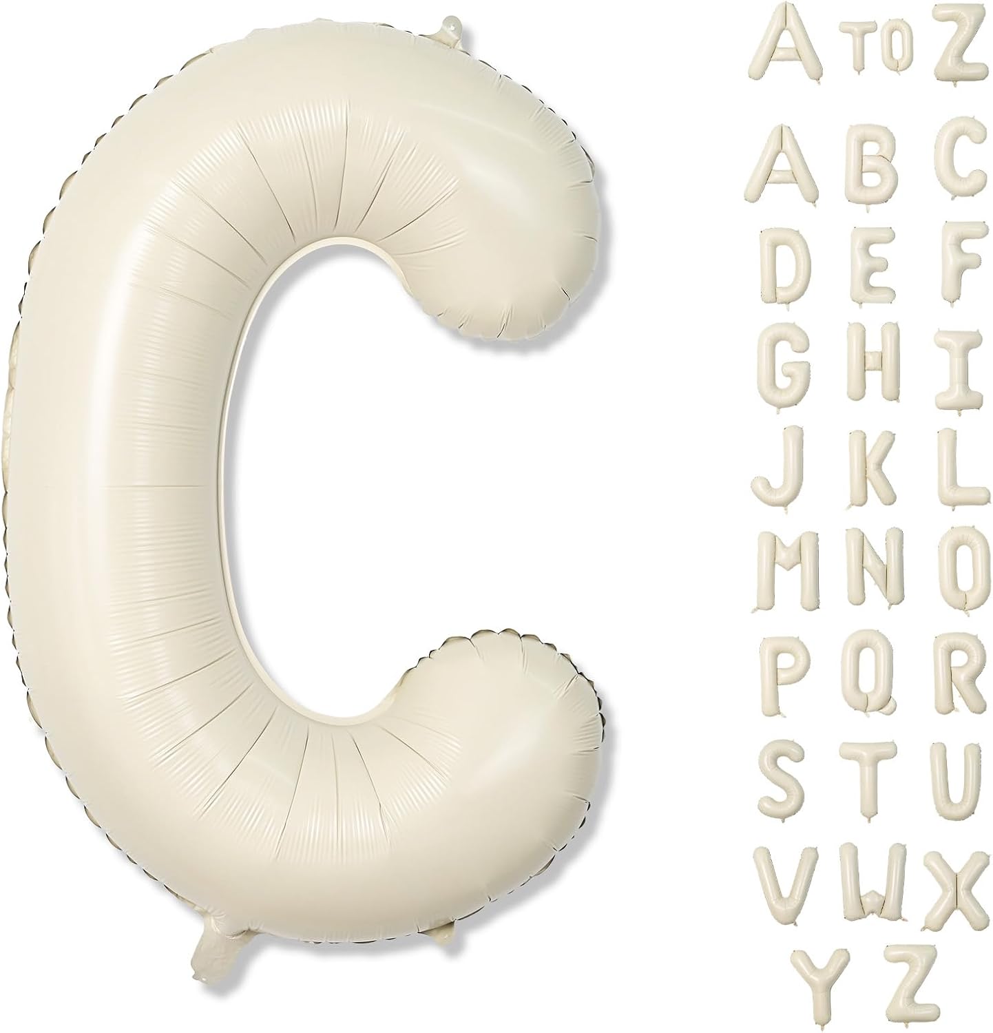 Giant Alphabet C Foil Balloons, Nude Cream White Custom Mylar Letters Balloon Birthday Decor, 40 Inch Helium Self Inflating Beige C Name Balloons Letter for Girls Baby Shower Party Decoration Supplies
