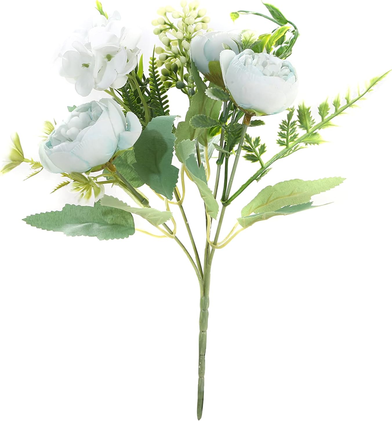 Artificial Flowers Fake Peony Silk Mini Plastic Bridal Flowers for DIY Wedding Bouquets Home Decorations 2 Packs(Light Blue)