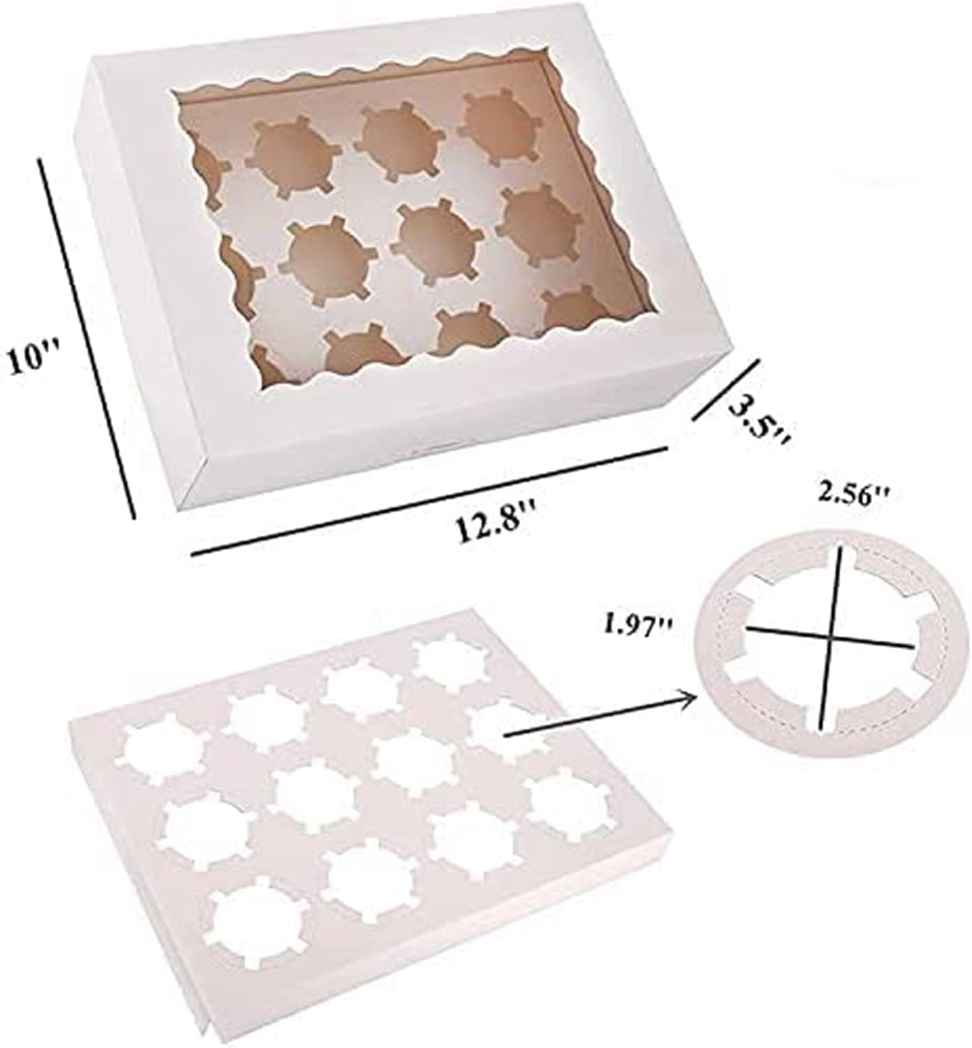 Rarapop 25 Pack Cupcake Boxes Hold 12 Standard Cupcakes, Food Grade Cupcake Holders Bakery Carrier Boxes with Windows and Inserts for Cupcakes, Muffins and Pastries