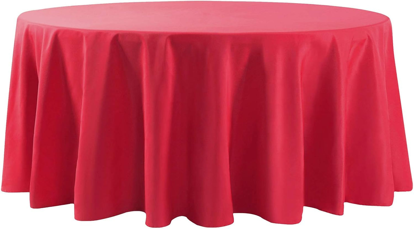 Cupuamon 132 inch Round Tablecloth Washable Polyester Table Cloth Decorative Table Cover for Wedding Party Dining Banquet（132 inch,Red）