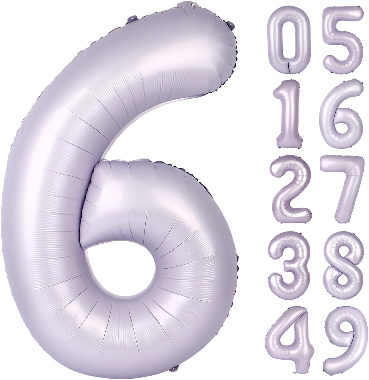 40 Inch Lilac Mylar Foil Number 6 Birthday Balloon, Digital Balloons for 6 16 Boy Girl Party Decorations Supplies, 2026 Lavender Big Helium Balloon Numbers for 26 36 46 60 Men Women Anniversary