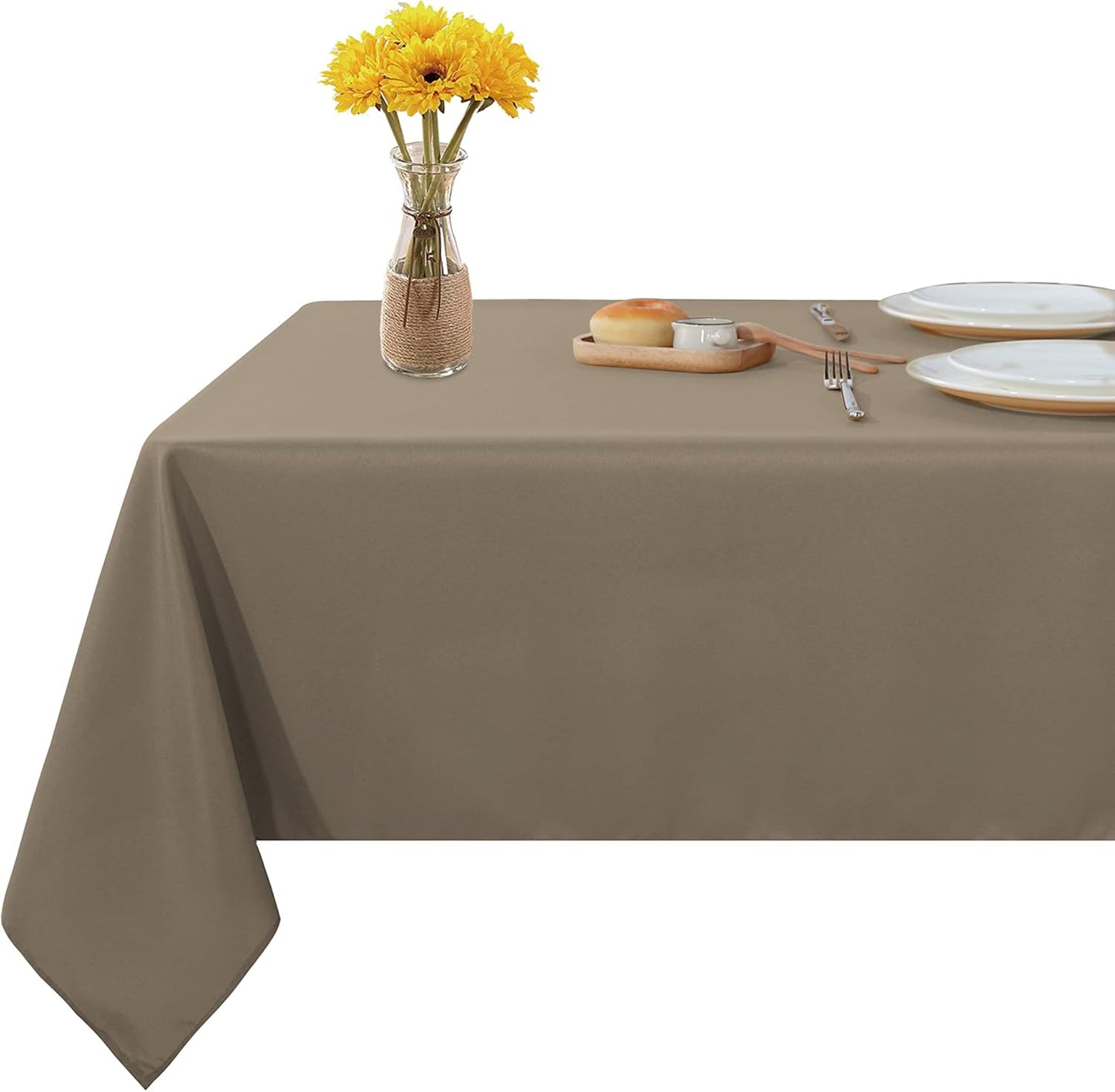 Fitable Rectangle Tablecloth Stain and Wrinkle Resistant Washable Polyester Table Cloth for Buffet Parties and Camping (54x78 inch, Taupe)