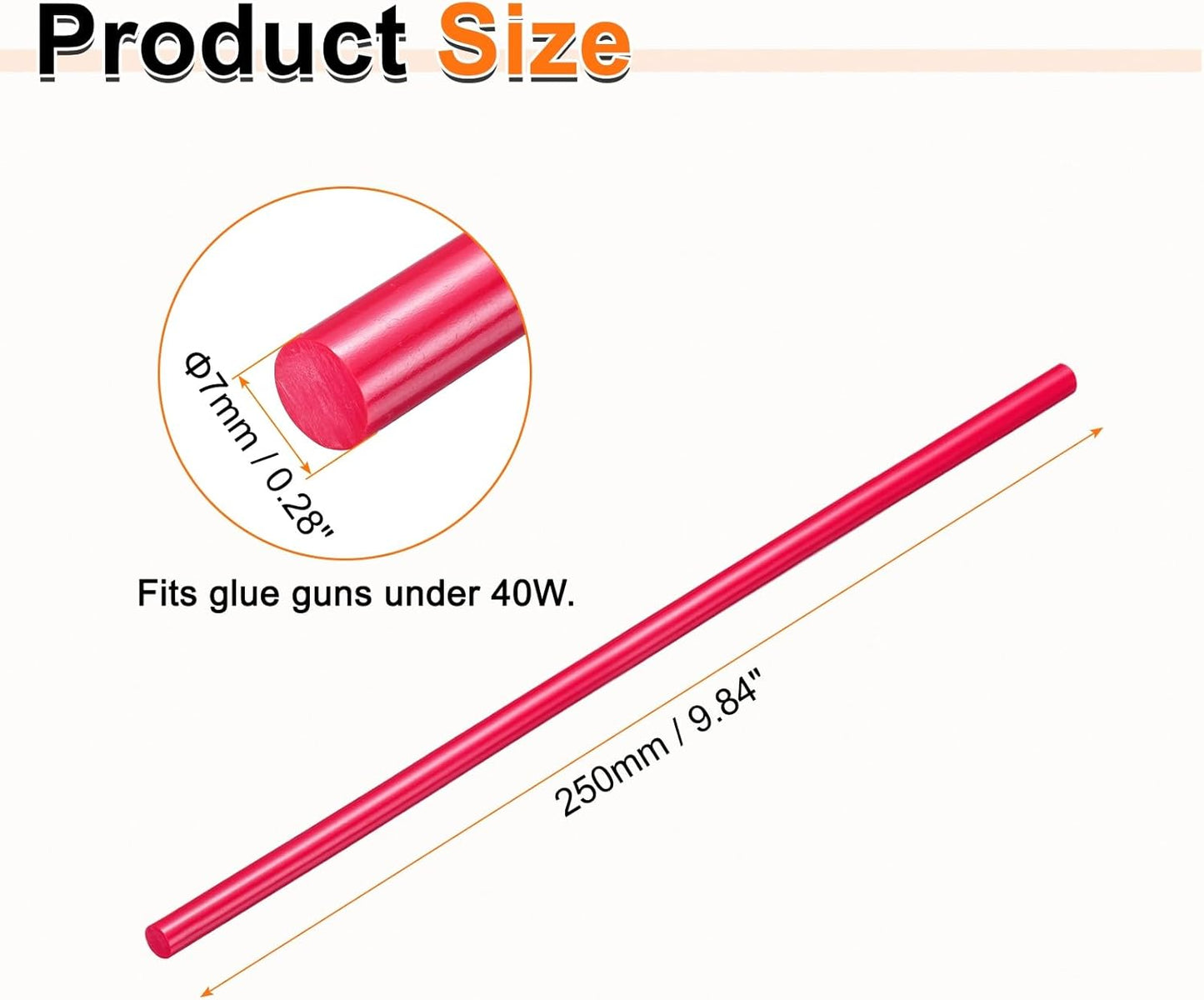 HARFINGTON 10pcs Hot Glue Sticks 0.28" Dia x 9.84" Long EVA Mini Hot Melt Adhesive Glue Stick for Hot Melt Gun Wood Plastic Glass Flowers Fabrics Foam, Rose Red