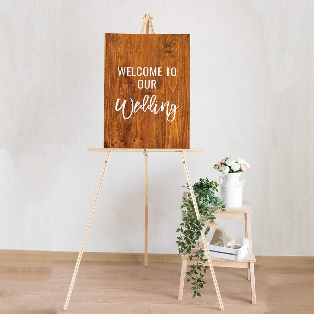 Andaz Press Extra Large Wedding Easel Board Party Sign, 12x18-inch, Rustic Barn Wood, Welcome to Our Wedding, 1-Pack