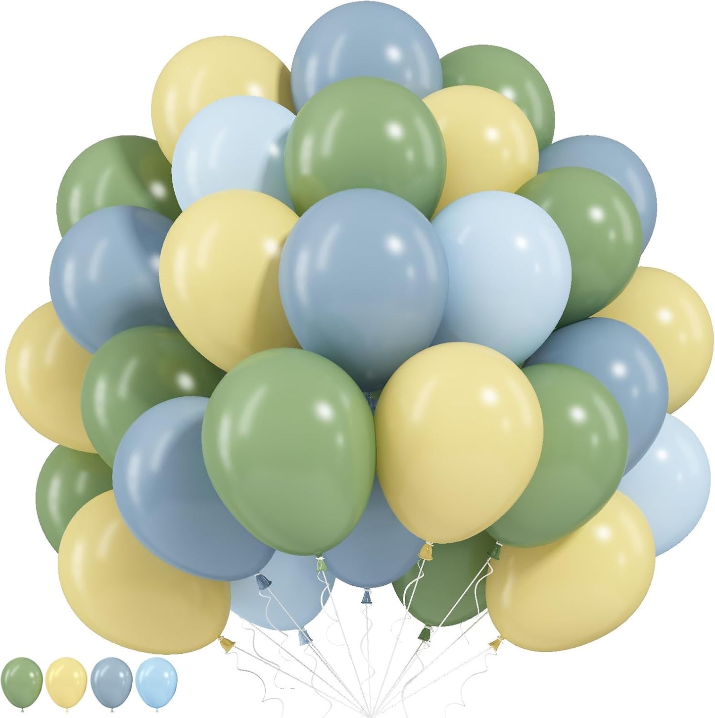 Sage Green Dusty Blue Yellow Balloon, 12 Inch Fog Slate Blue Balloons with Olive Green Yellow Balloon for Oh Baby Shower Bridal Shower Birthday Wild One Party Bee Theme Party Deocration Supplies
