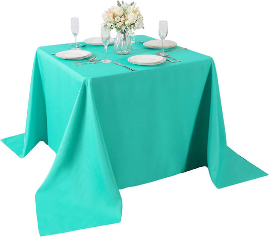 Cupuamon Square Tablecloth 90x90 inch Washable Polyester Fabric Table Cloth for Wedding Party Dining Banquet Decoration（90x90,Turquoise）