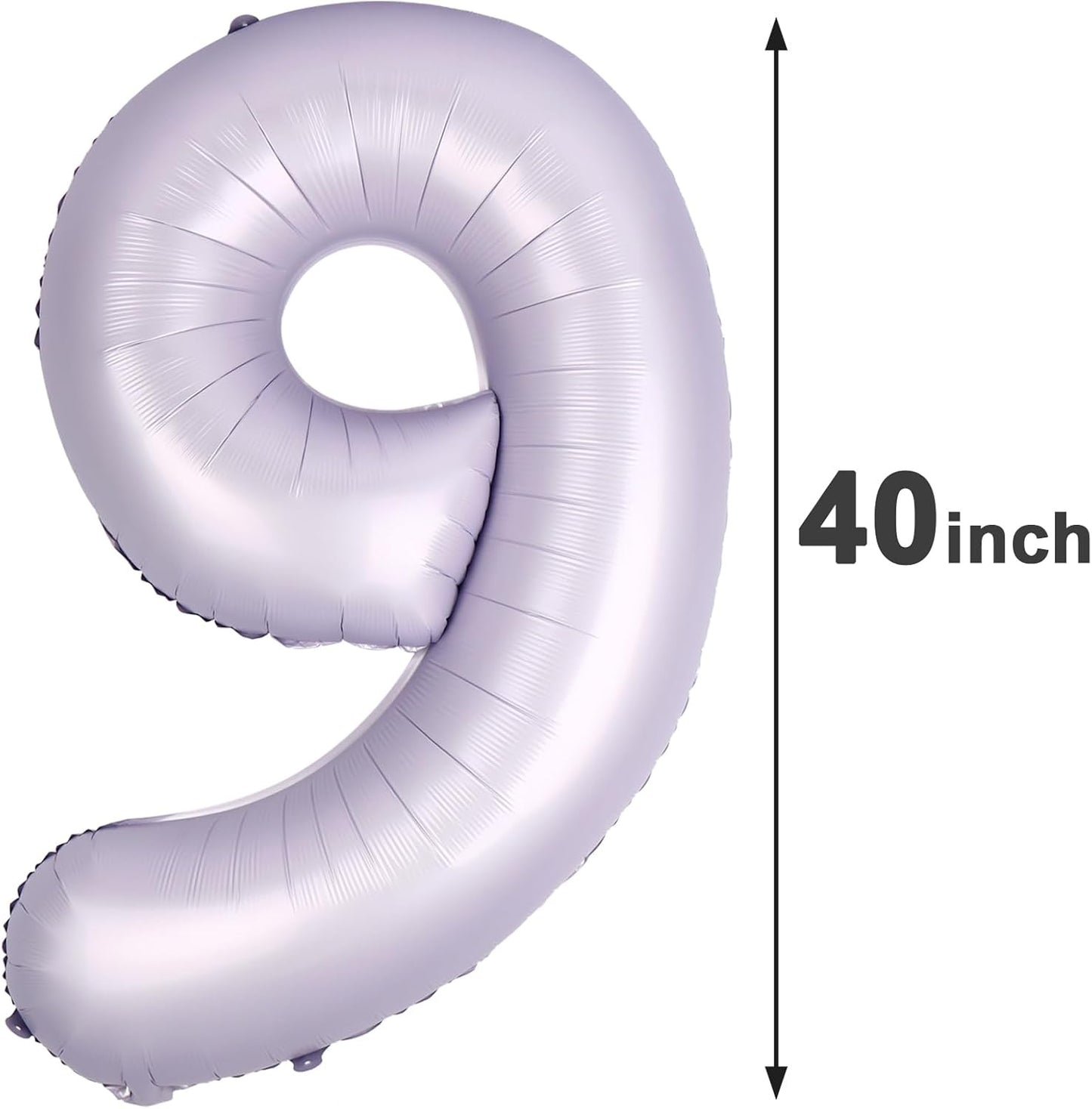 40 Inch Big Lavender 9 Balloon Number, Jumbo Giant Happy 9th 19 29 39 49 99 Birthday Party Decorations, Lilac Large Nine Mylar Foil Anniversary Birthday Party Engagement Decorations