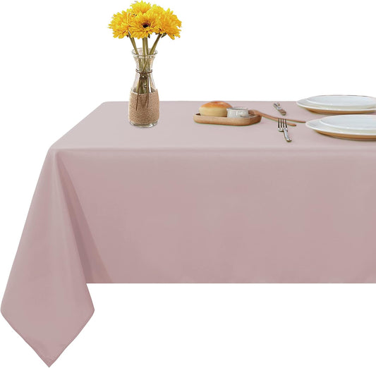 Fitable Rectangle Tablecloth Stain and Wrinkle Resistant Washable Polyester Table Cloth for Buffet Parties and Camping (54x120 inch, Blush)