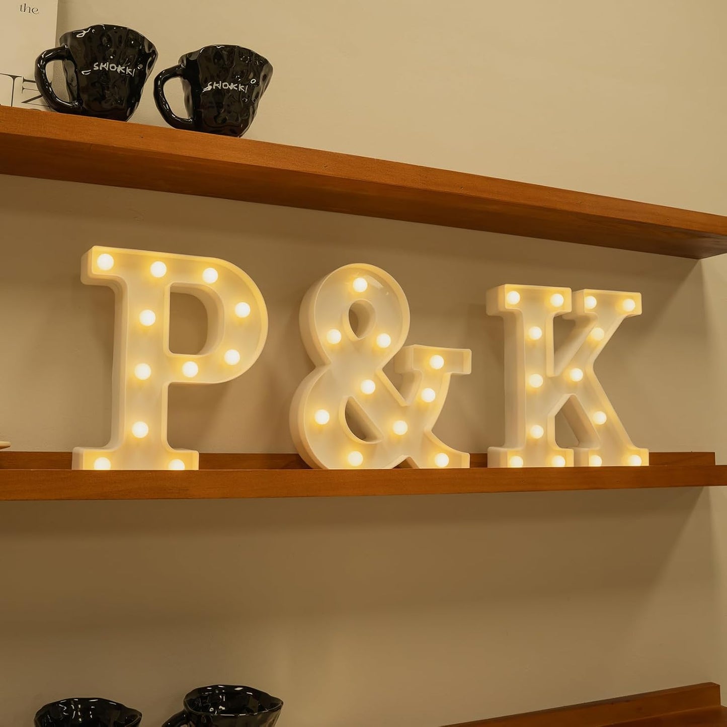 Foaky Rechargeable LED Letter Lights Sign Marquee Light Up Letters Sign for Night Light Wedding/Birthday Party Christmas Lamp Home Bar Decoration (P)