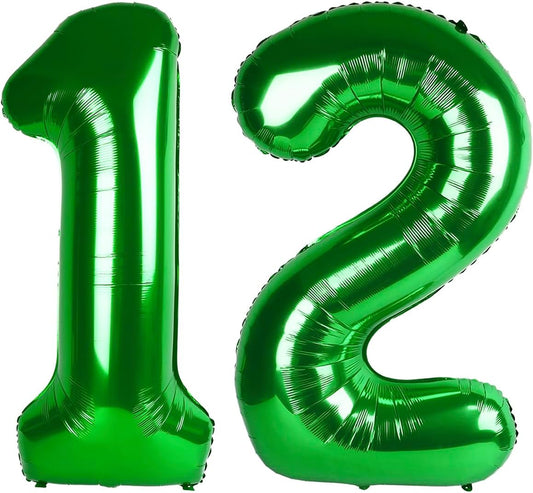 40 Inch Big Green Number 12 21 Balloon Birthday Decoration, Number 12 21 Helium Balloon 12 21 Celebration, Boy Girl Baby Anniversary Party Graduations Supplies Decorations