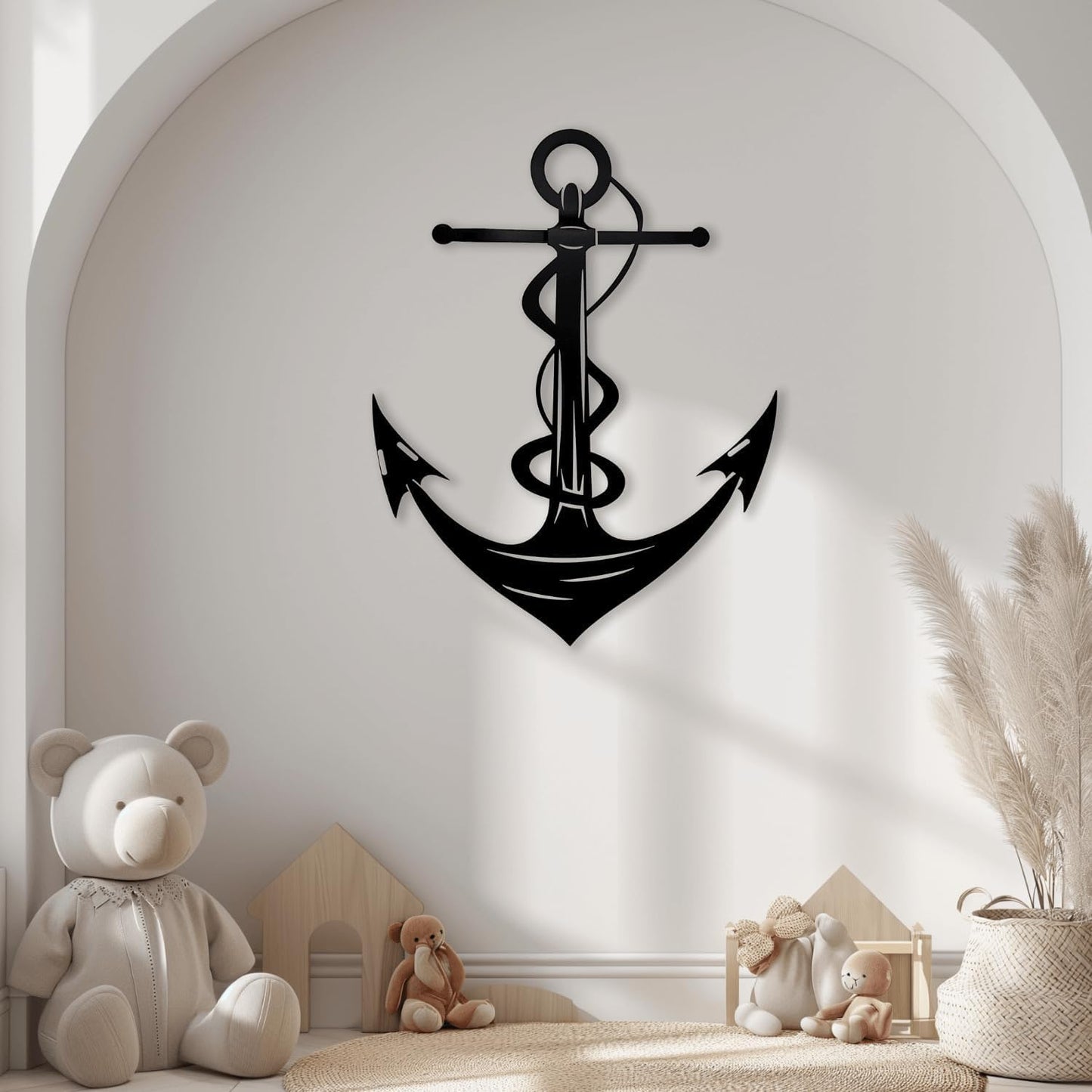XXQ Anchor Metal Wall Decor, Anchor Metal Wall Art for Bedroom Living Room Dorm Antique Anchor Wall Decor Antique Metal Anchor Farmhouse Decor (Whhite, 12" x 19" / 31 x 47cm)